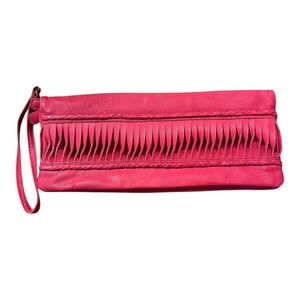 Vintage Clever Carriage Company Unique Red Leather Wristlet Clutch